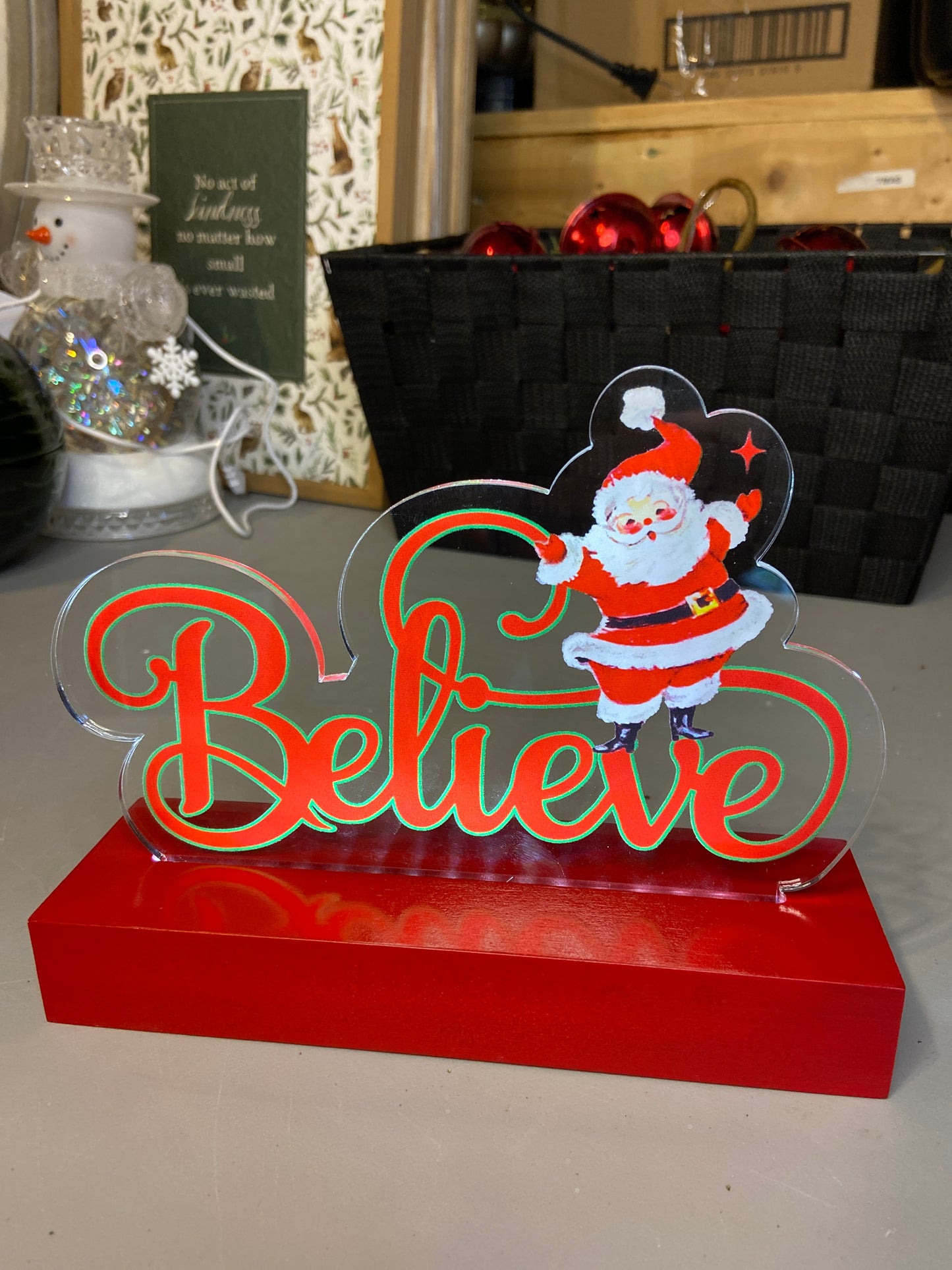 LED Light Up Vintage Santa "Believe"