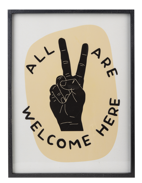 “All Are Welcome Here” framed art