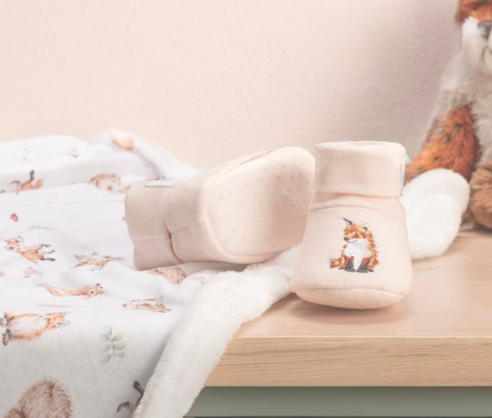 Little Wren - Little Forest Embroidered Booties -Wrendale Designs