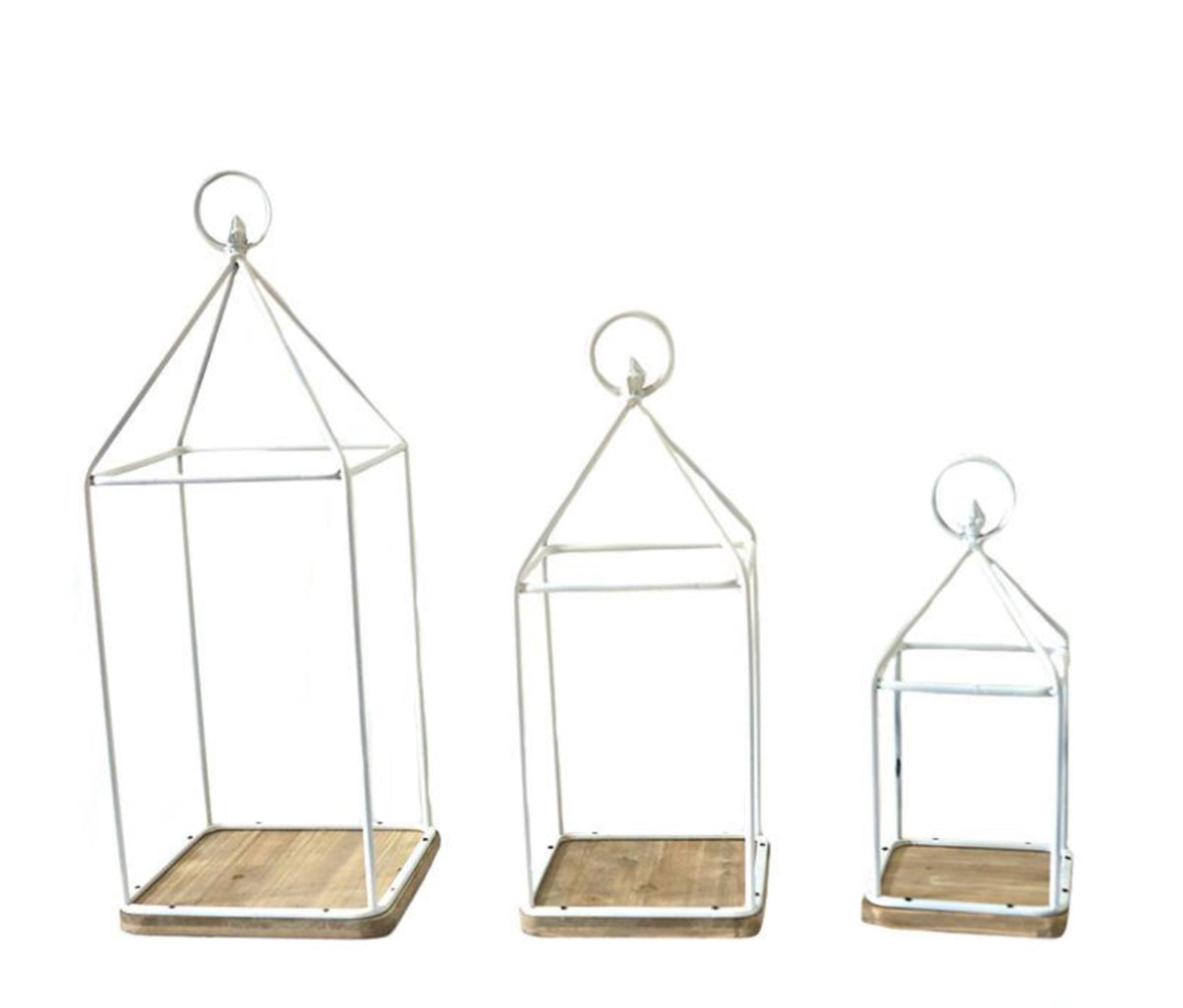 White & Wood Open Lantern