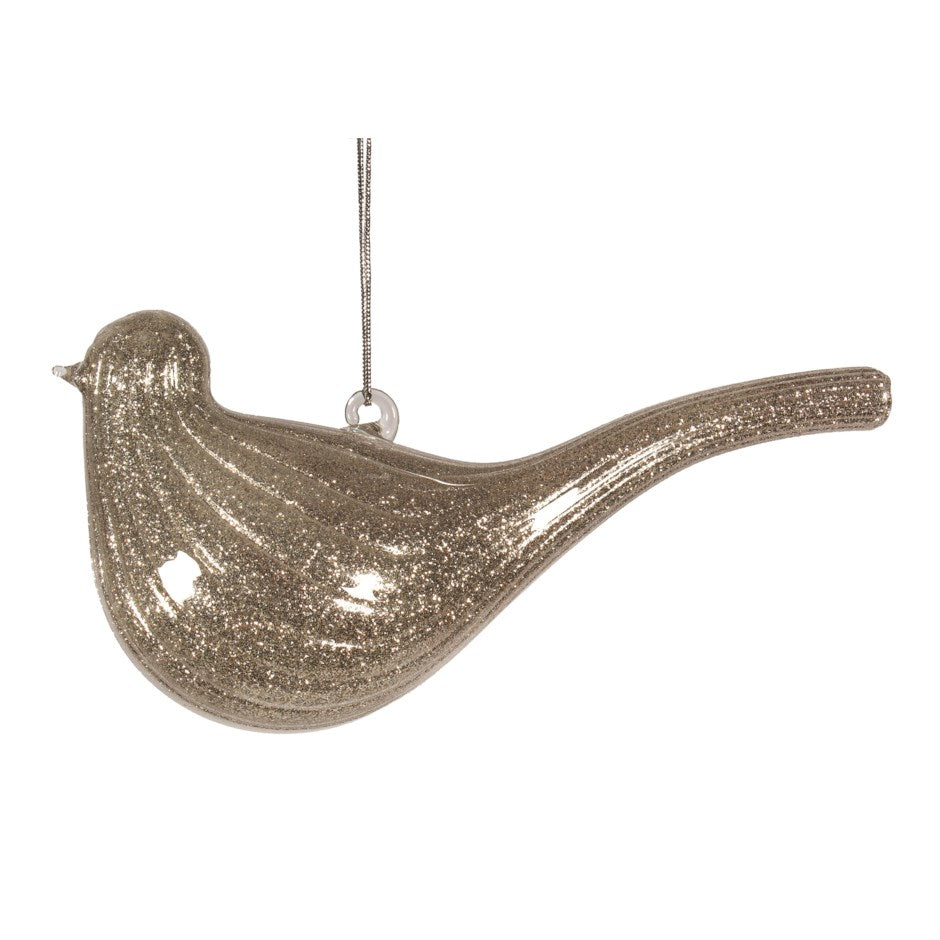 Glass Glitter Bird Ornament