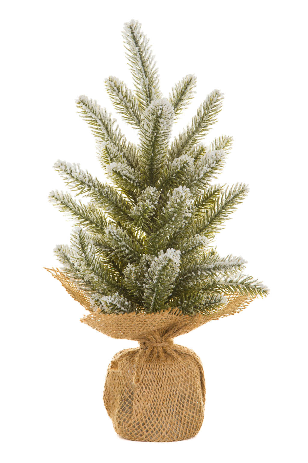14" Frosted Tree W/Burlap Base