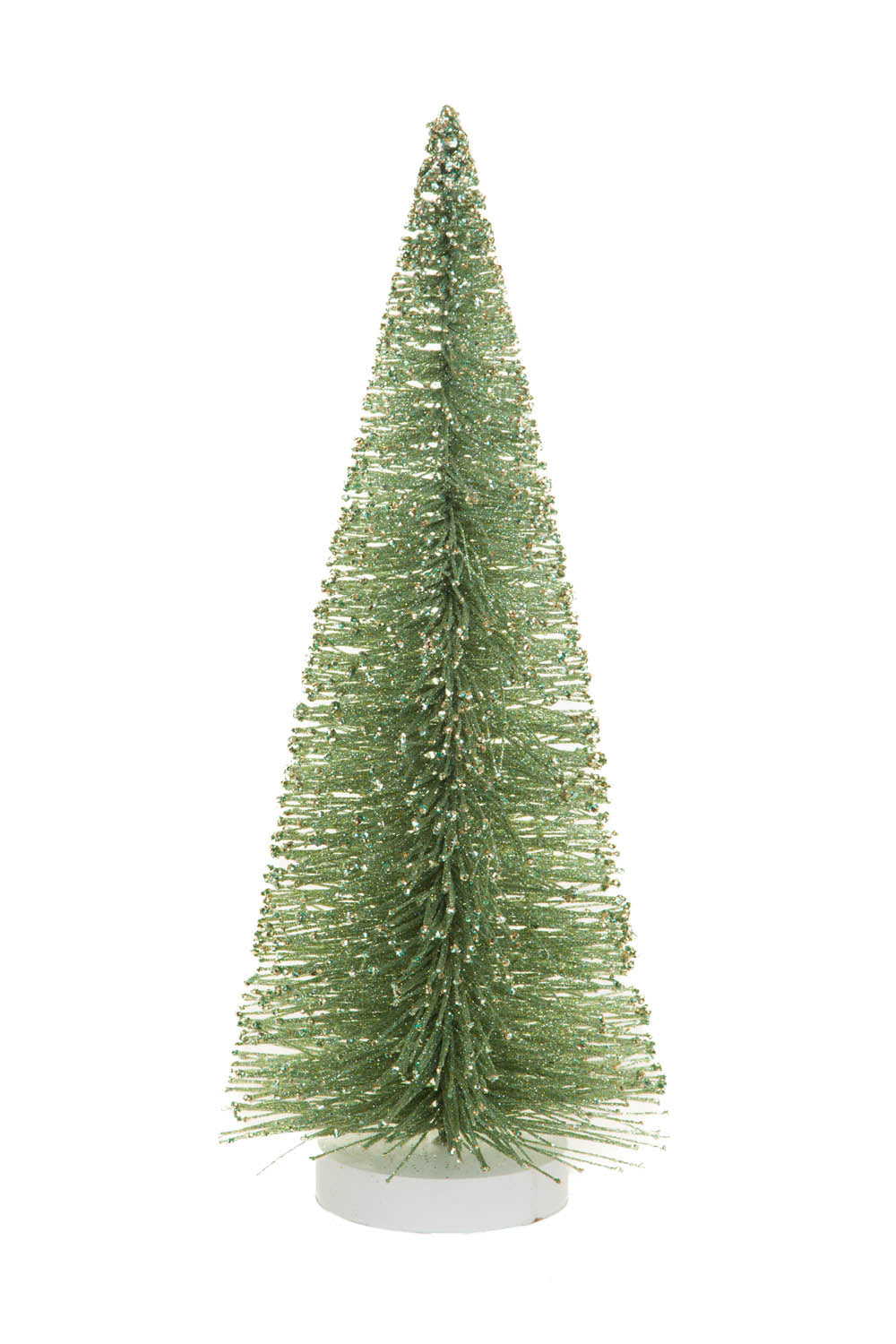 Green & Silver Bottle Brush Tree W/Wooden Base