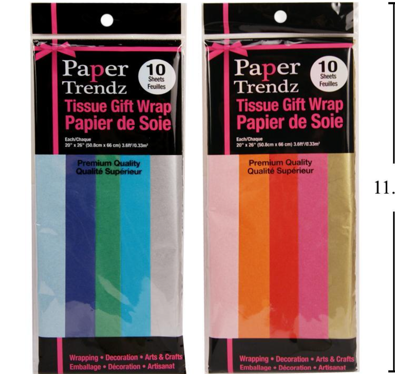 10Pc Tissue Paper 5 Colour Assortment
