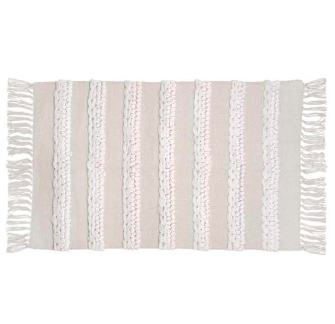 Natural/White Rug W/Fringe