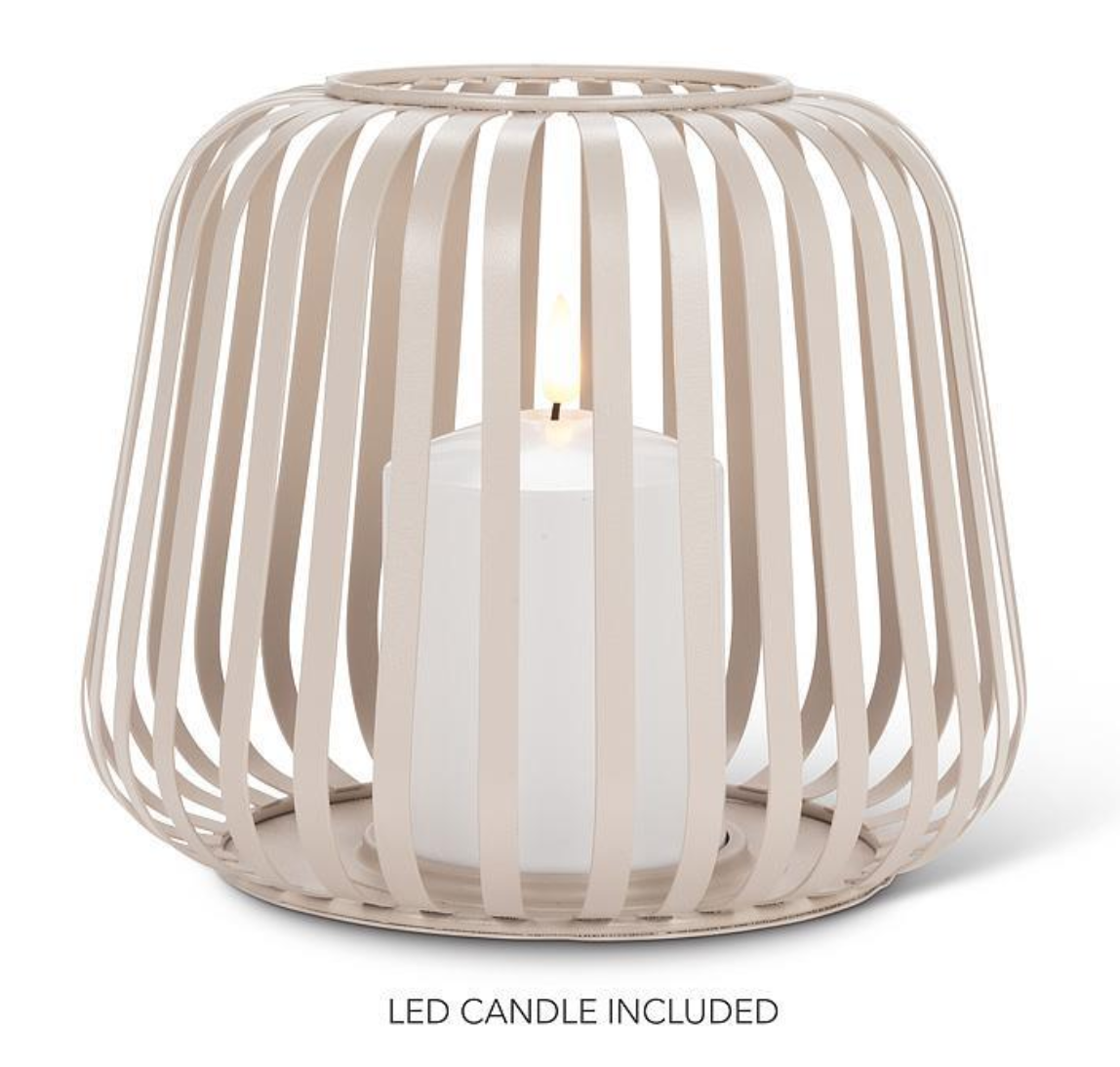 Cage Lantern W/LED Candle - Sand Colour