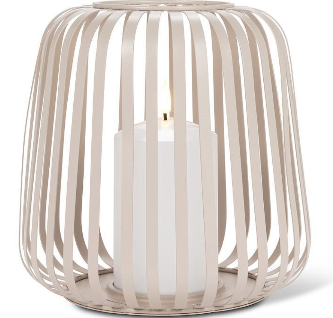 Cage Lantern W/LED Candle - Sand Colour