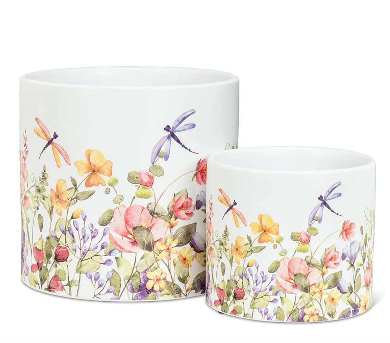 Dragonfly & Floral Print Planter