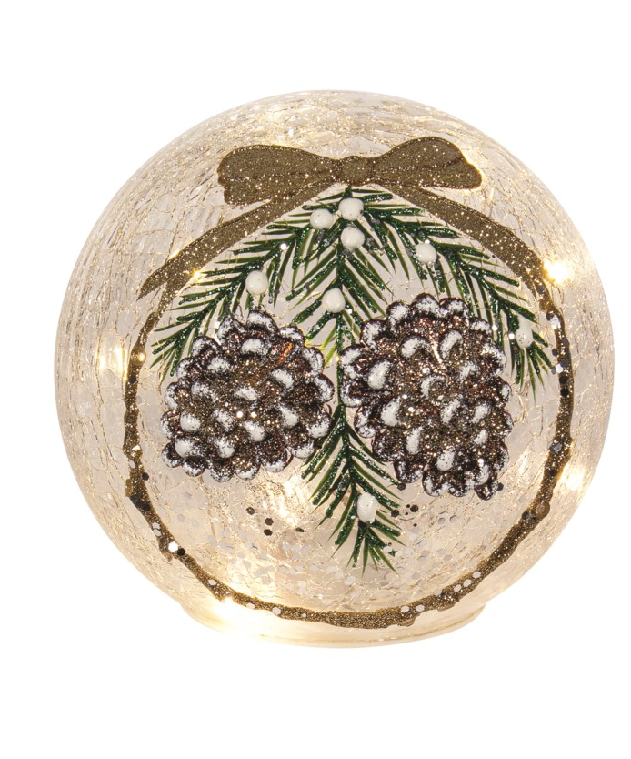 LED Globe W/Pinecones
