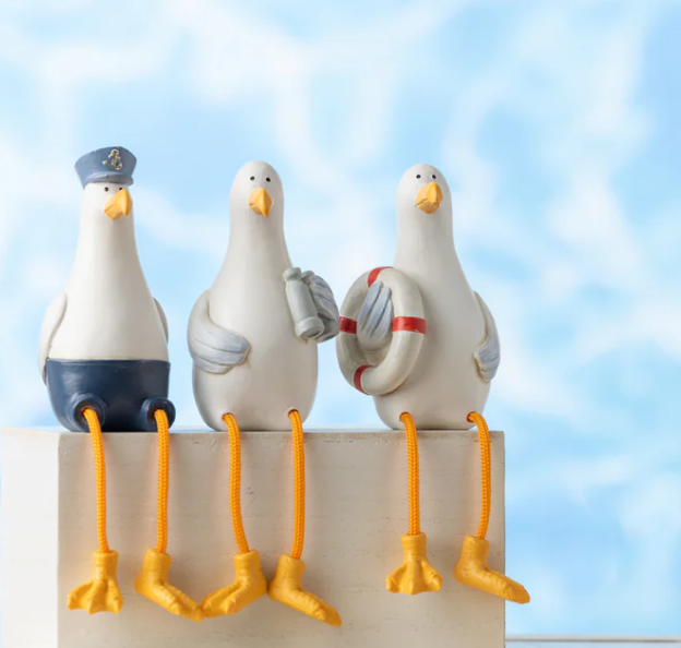Resin Seagull Shelf Sitter ASST