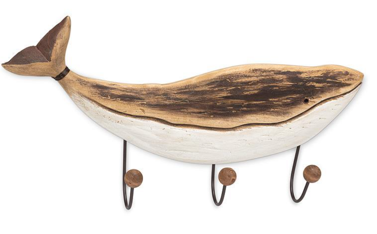 Rustic Whale Triple Wall Hook