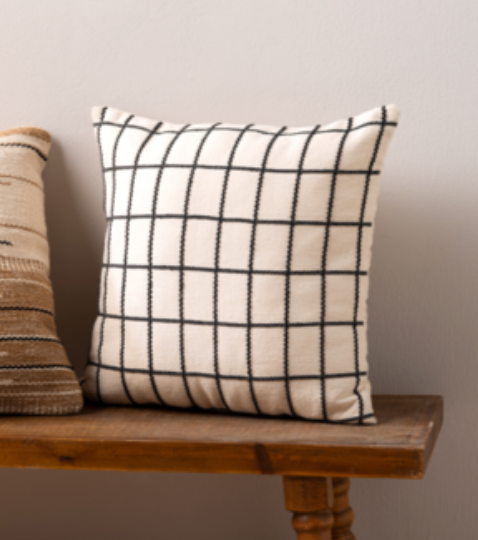 Black & Ivory Check Pillow