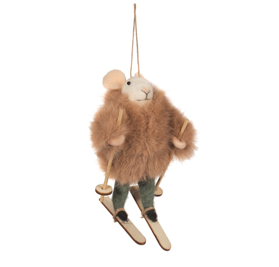Mouse W/Fur Coat Ornament