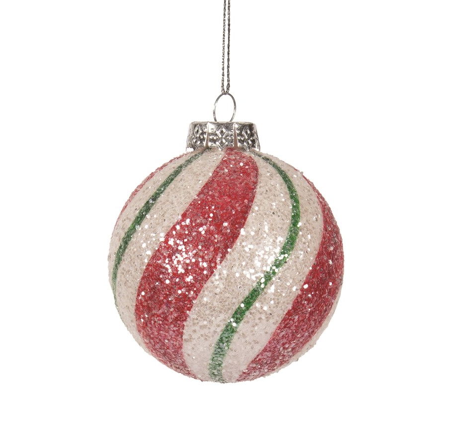 Glass Peppermint Ball Ornament
