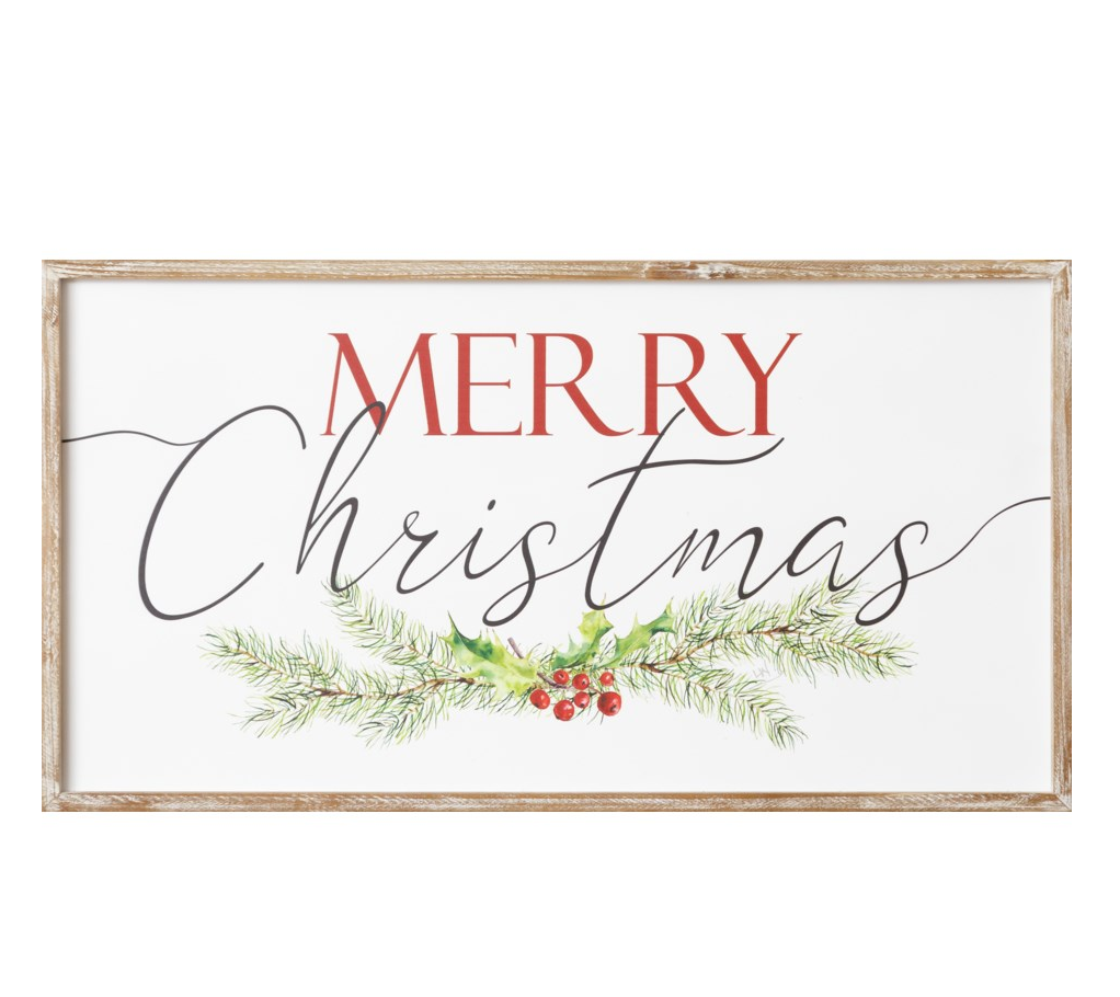 Merry Christmas Sign W/Wooden Frame