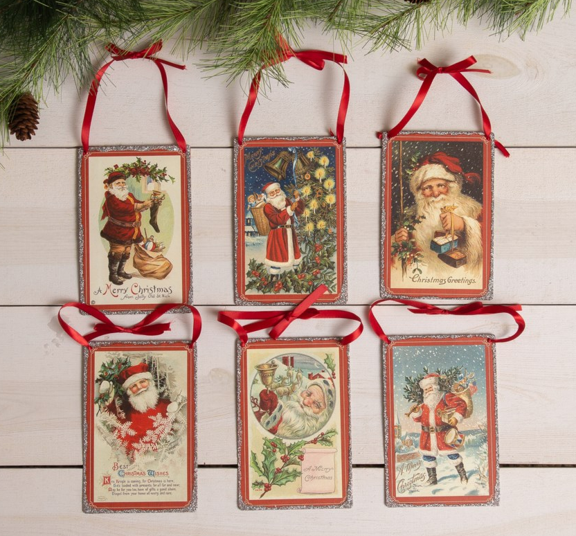 Vintage Santa Postcard Ornament