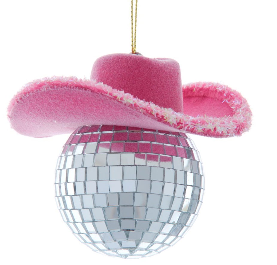 Disco Ball W/ Cowboy Hat Ornament