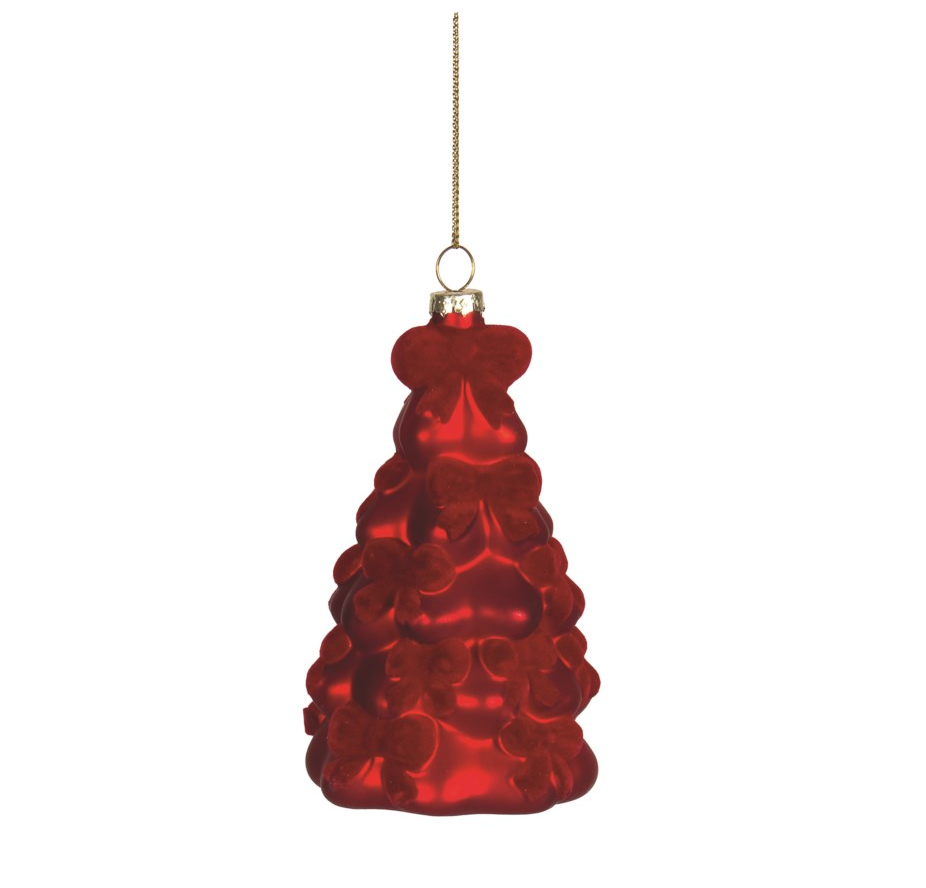 Red Glass Bow Tree Ornament