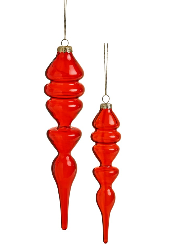Red Transparent Finial Ornament 10.5"