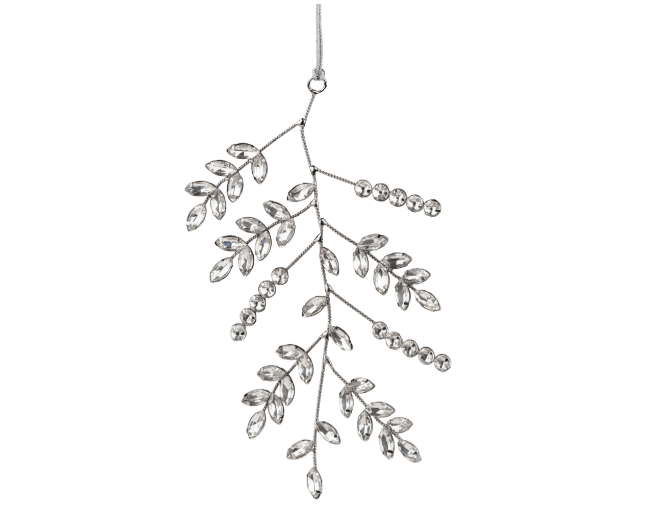 Clear Gem Leaf Ornament