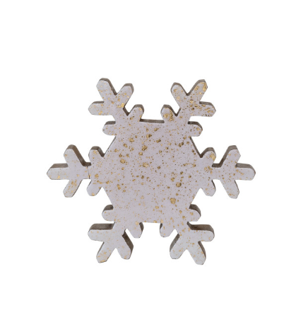 Mango Wood Snowflake W/Gold Shimmer
