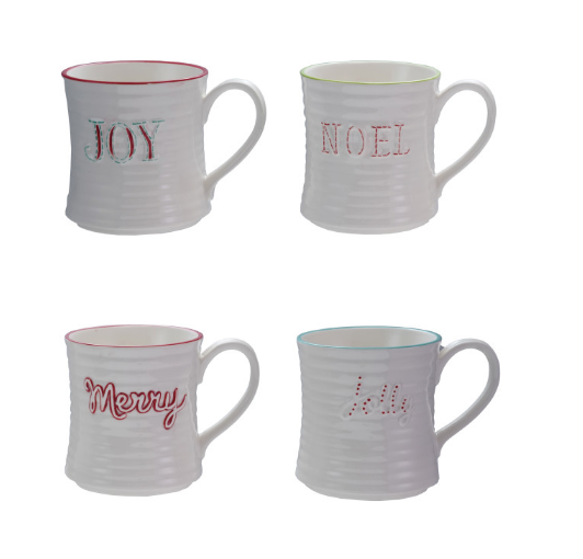 Holiday Word Stoneware Mug ASST