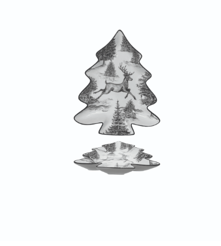 Tree Shaped Tray W/Woodland Deer