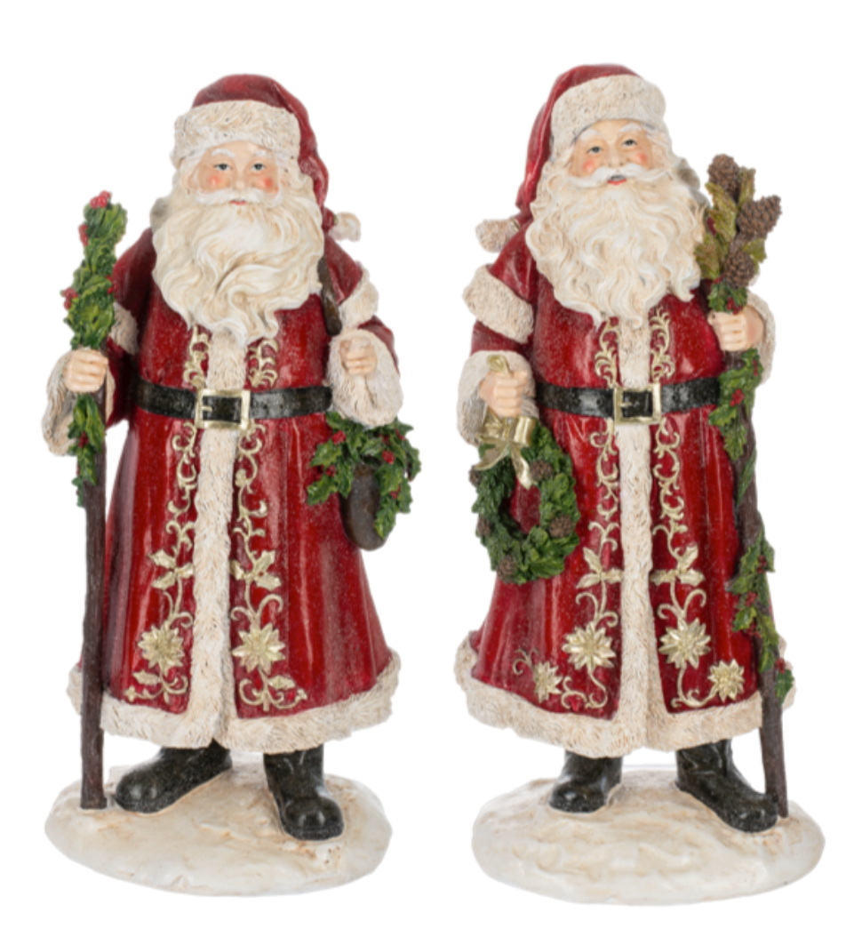 Holly Santa Figurine ASST