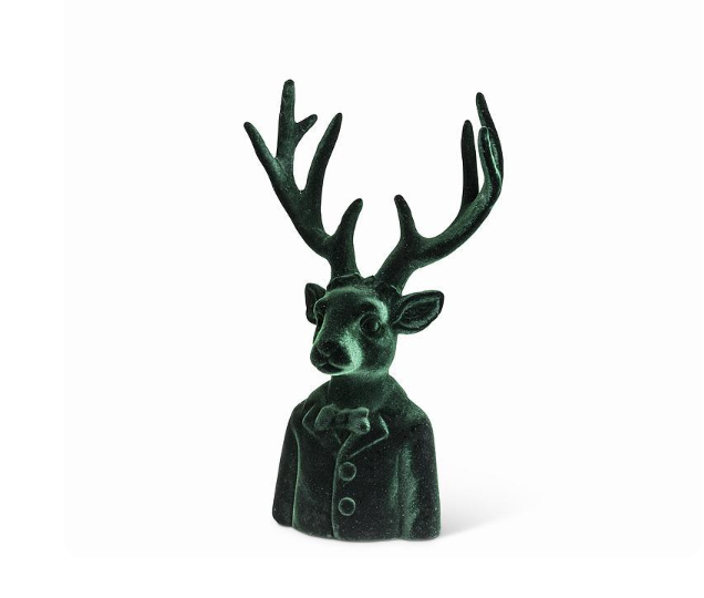 Green Velvet Stag Bust
