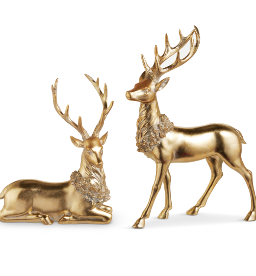 Gold Deer W/Wreath