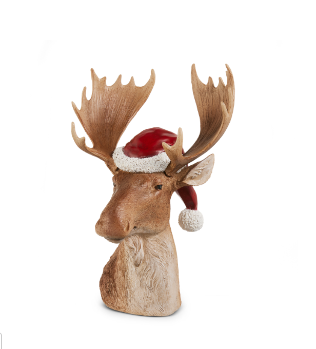 Moose Bust W/Santa Hat