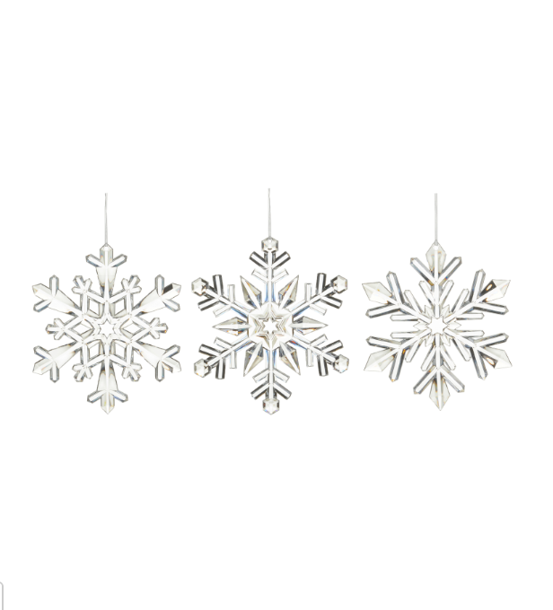 Clear Acrylic Snowflake Ornament ASST