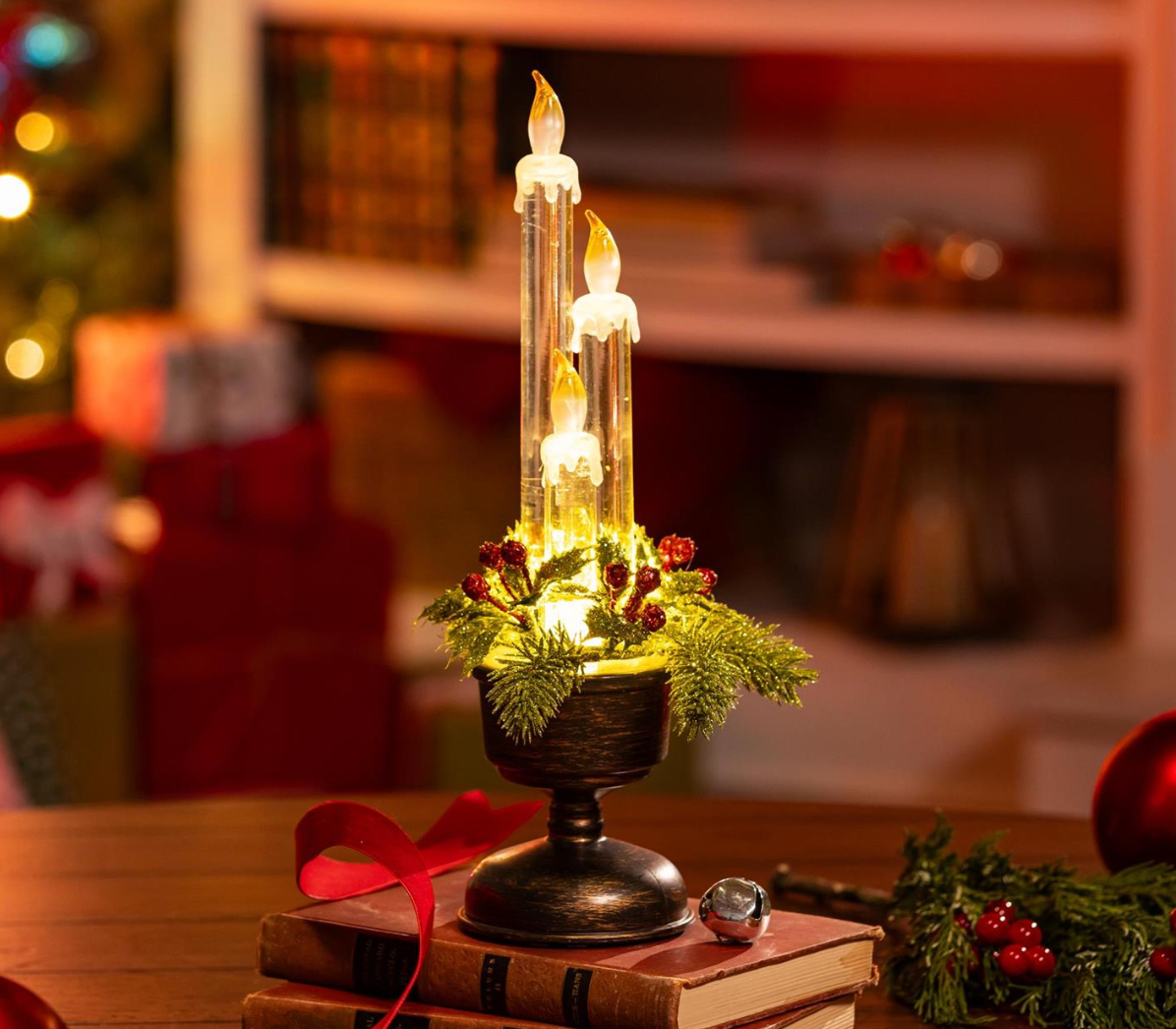 LED Tabletop Water Candles W/Greenery