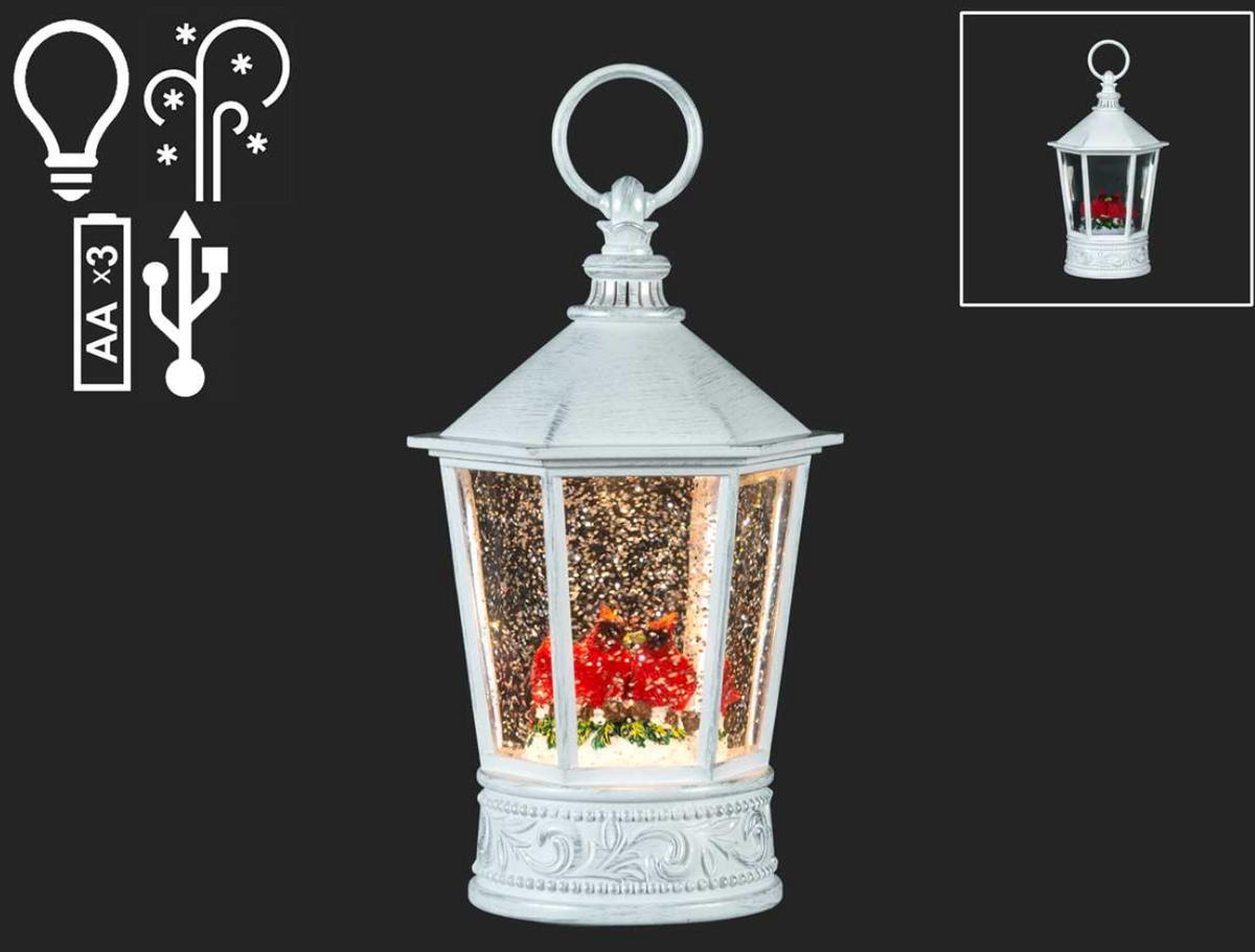 LED Waterglobe W/Cardinals