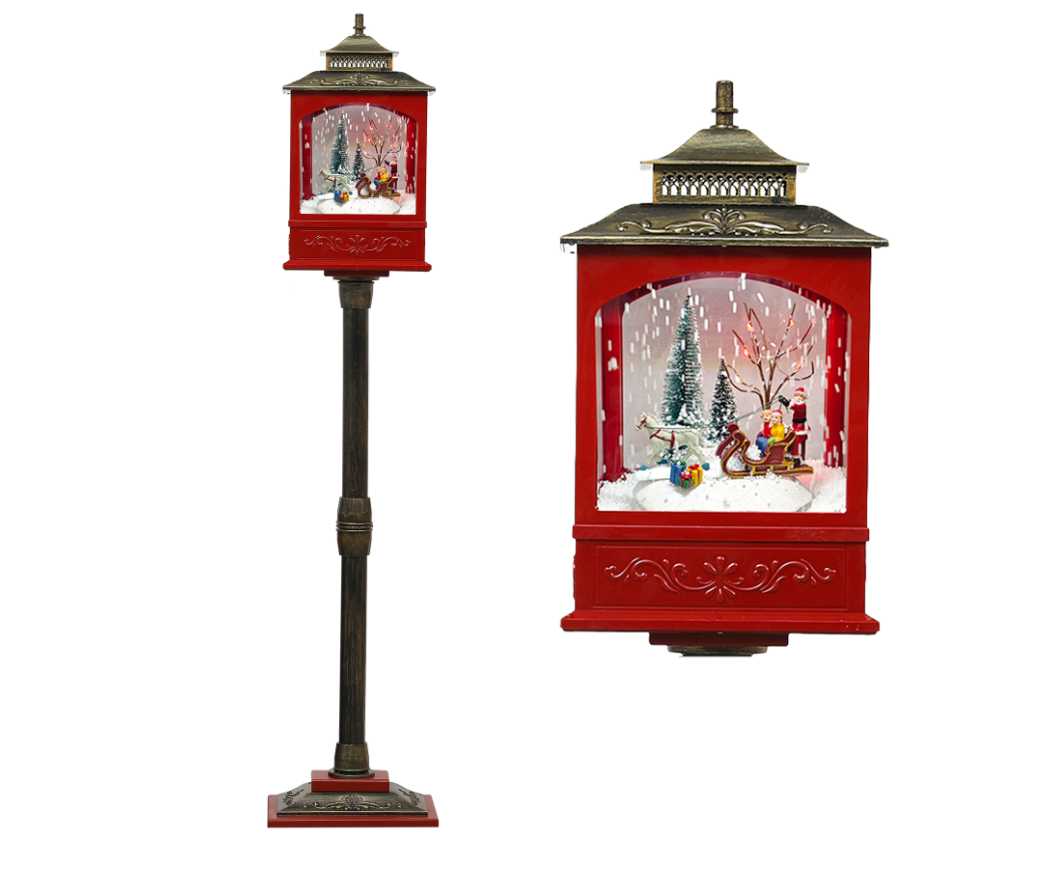 Retro Floor Lamp Post W/Santa