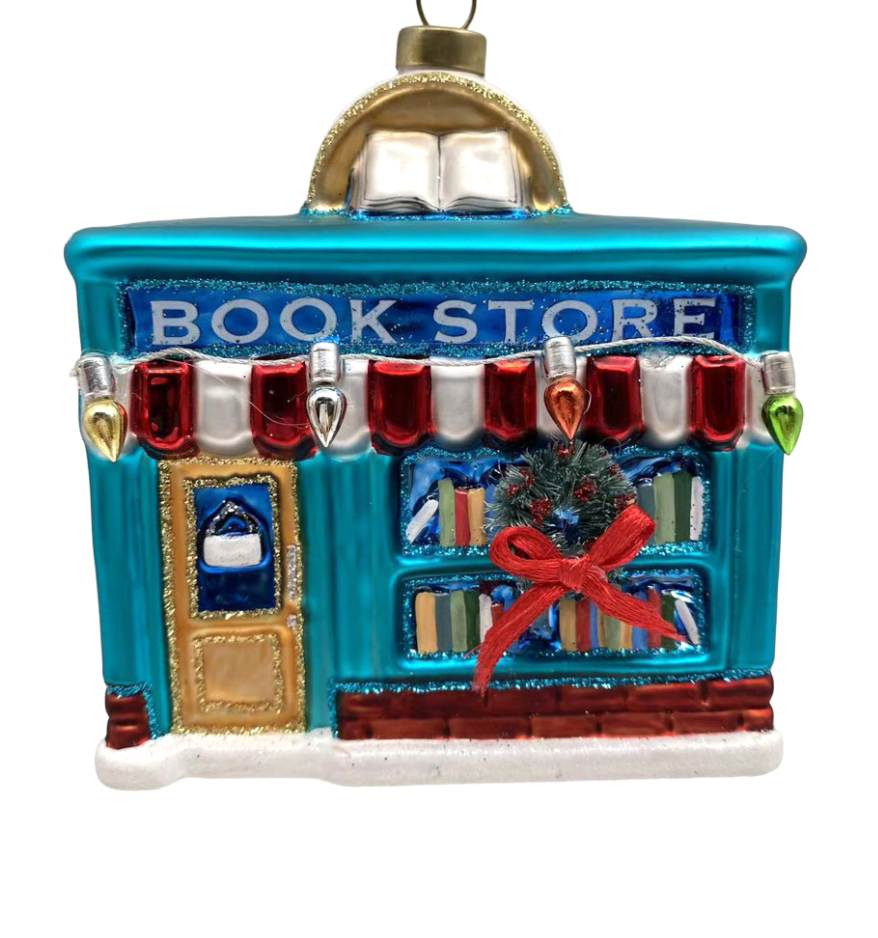 Glass Bookstore Ornament