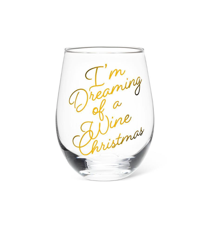 Holiday Stemless Wine Glasses