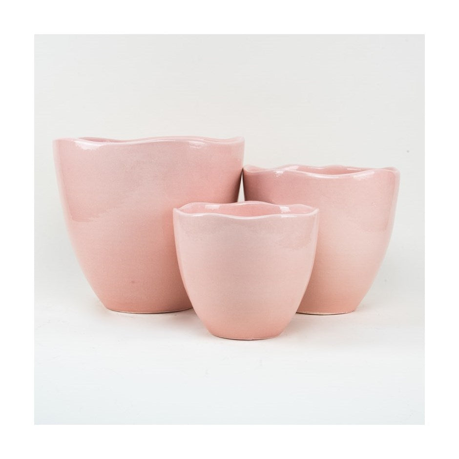 Wave Planter Pink-Fits 10” Pot