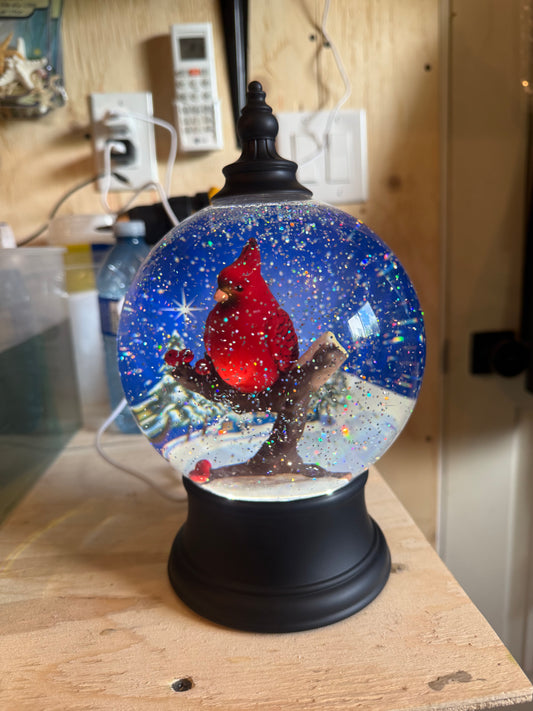 LED Light Up Rotating Cardinal Globe