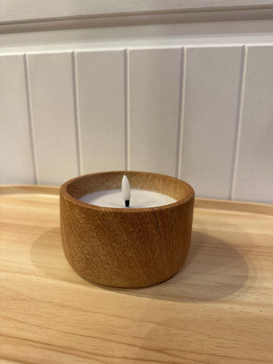 LED Wood Look Candle 3"