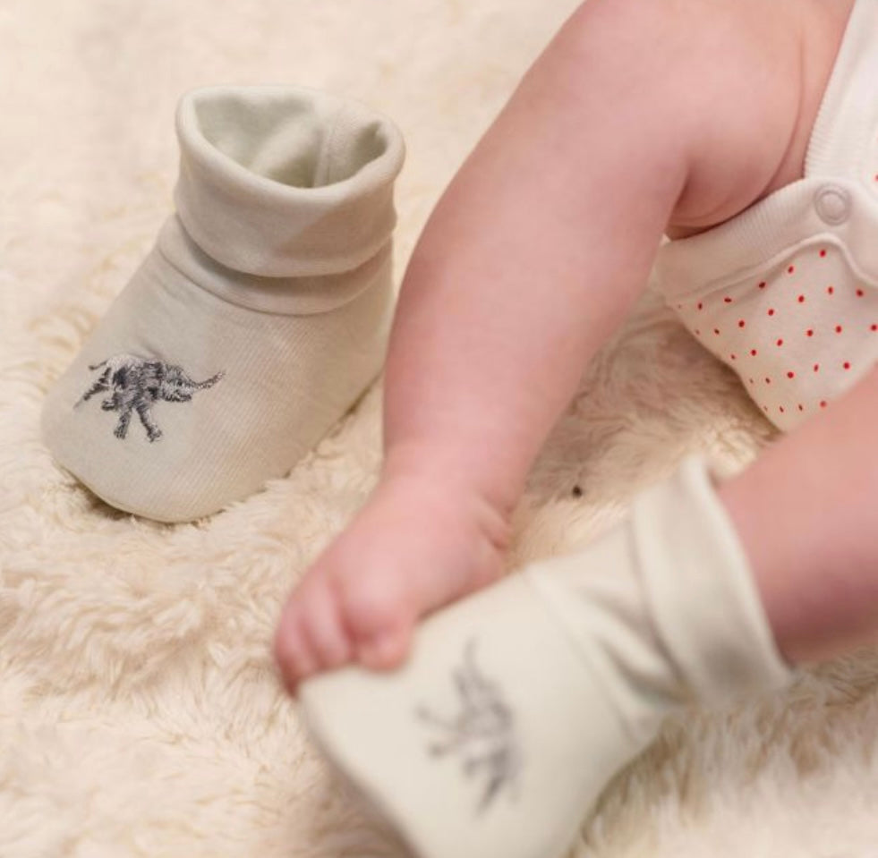 Little Wren - Little Savannah Embroidered Booties -Wrendale Designs