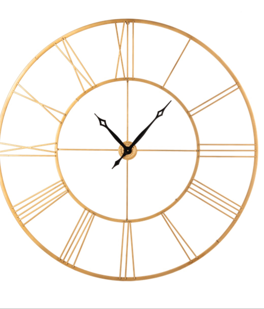 Oversized gold Roman numeral clock