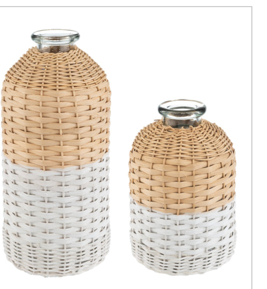 Wicker Striped Vase