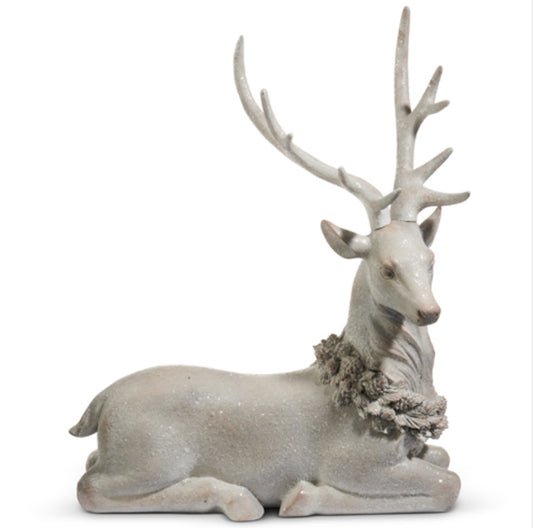 29” Iced White Laying Deer