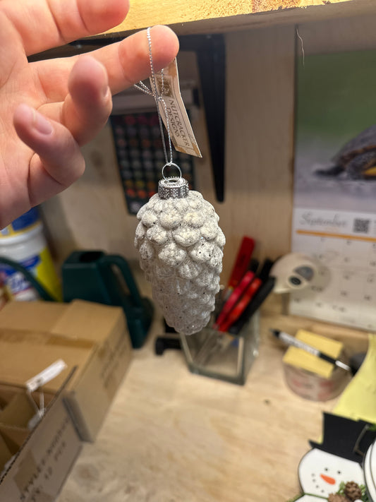 Iced Brown Pinecone Ornament