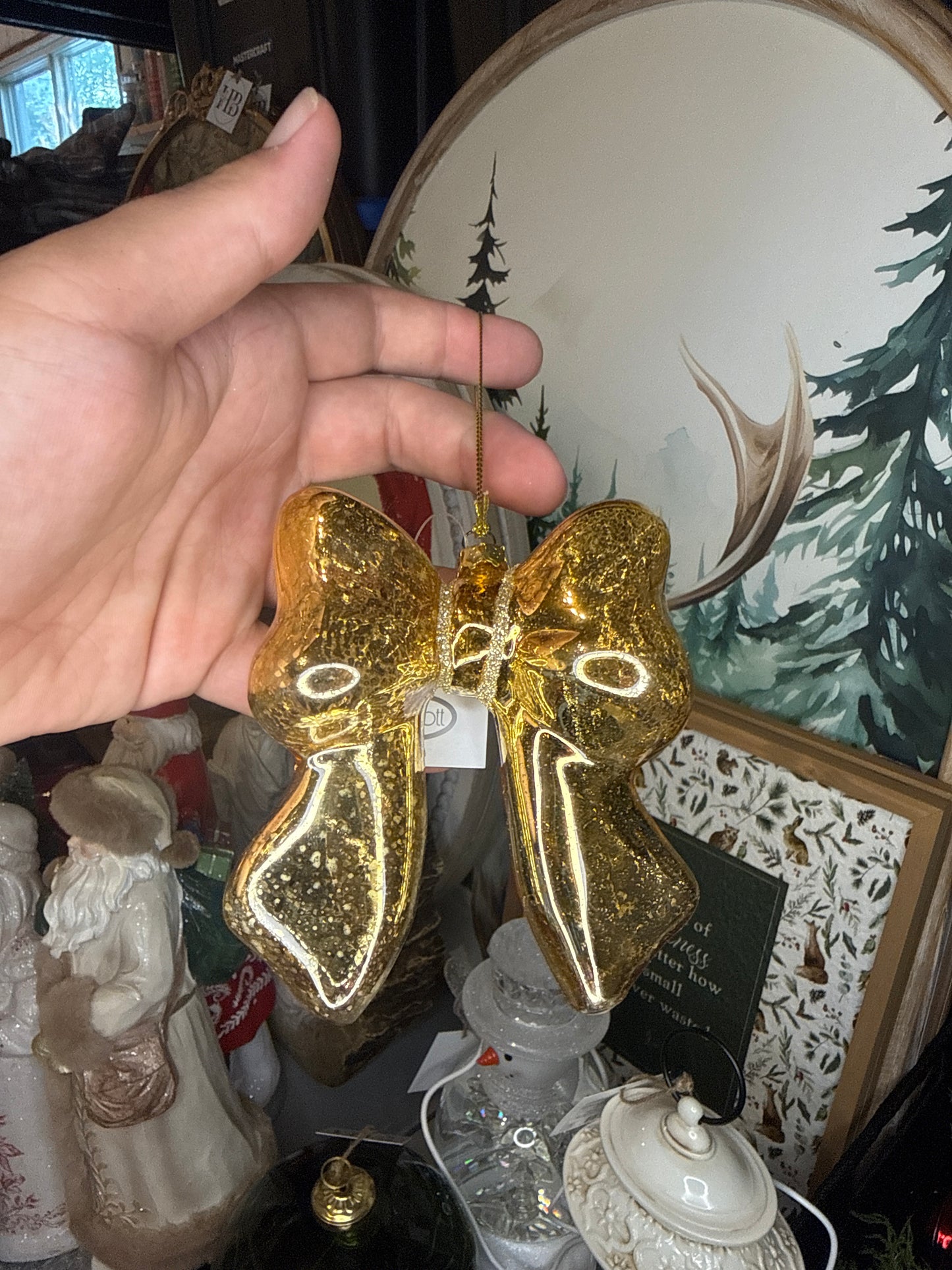 Gold Glass Bow Ornament
