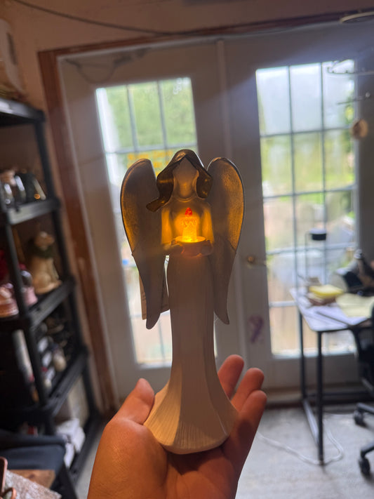 LED Resin Angel W/Candle