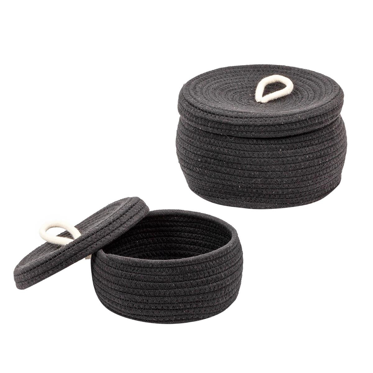Cotton Rope Storage Basket W/Lid - Set of 2