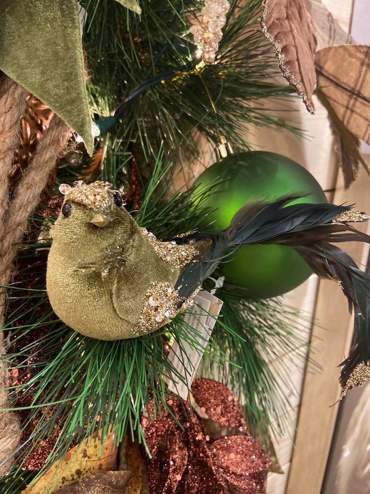 Green Jewel Clip On Bird