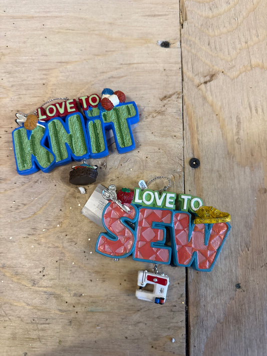 Love To Knit / Love To Sew Ornament ASST